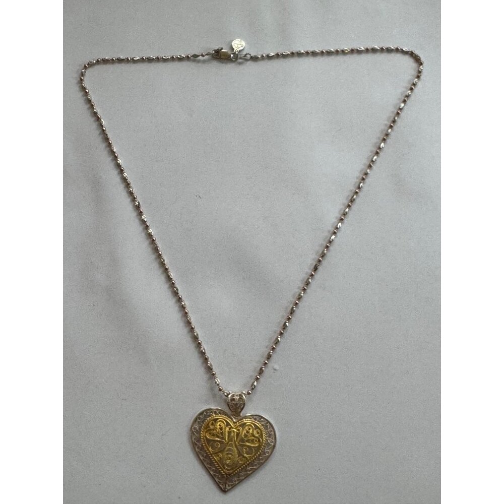 20 Inch Unbranded Sterling Silver Beaded Chain Necklace w/1.5 Inch Heart Pendant